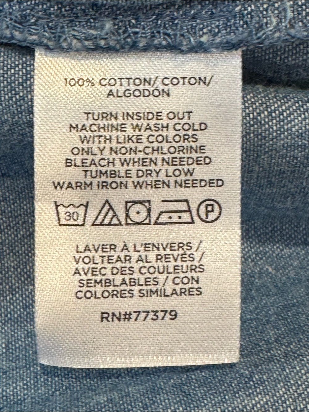 Ann Taylor Chambray Peasant Blouse Blue Long Sleeve Cotton Top Medium/Large - Picture 6 of 9